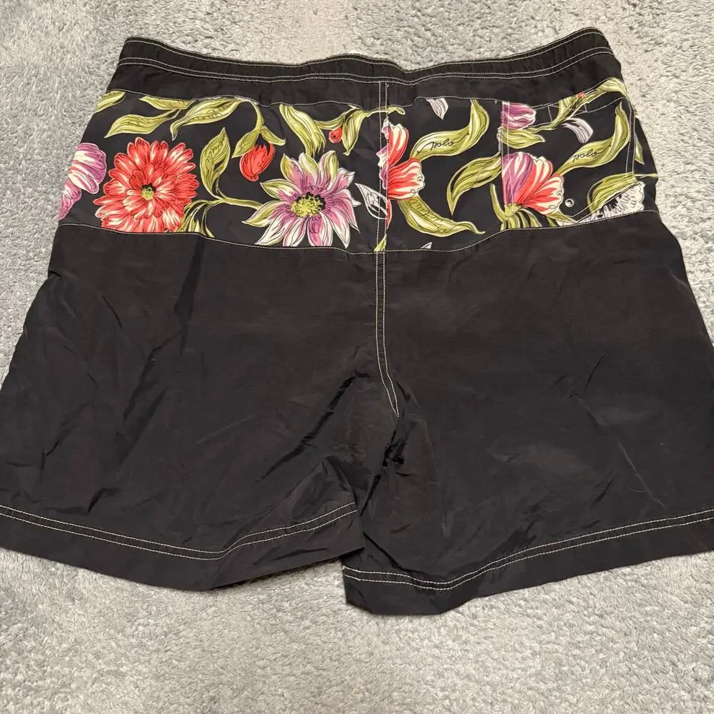 Polo Ralph Lauren Sport Swim Trunks Men’s XXL Black Floral Lined Performance
